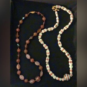 Two vintage glass beaded necklaces